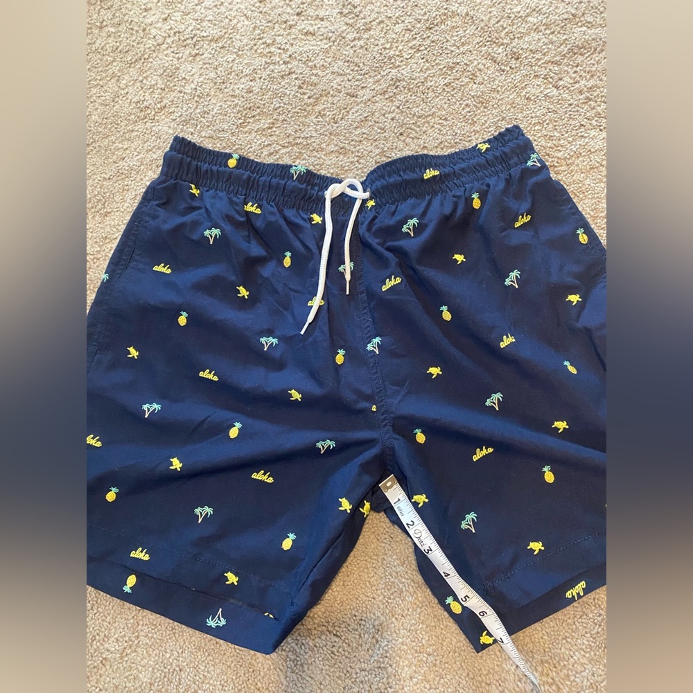 Navy swim trunks, never worn
